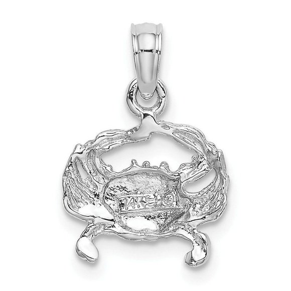 14K White Gold 2-D Blue Crab Charm - Picture 3 of 4